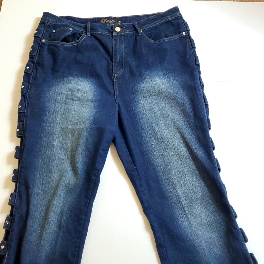 Destiny size 16 jeans with jeweled cutouts